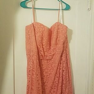 Coral lace spaghetti strap dress